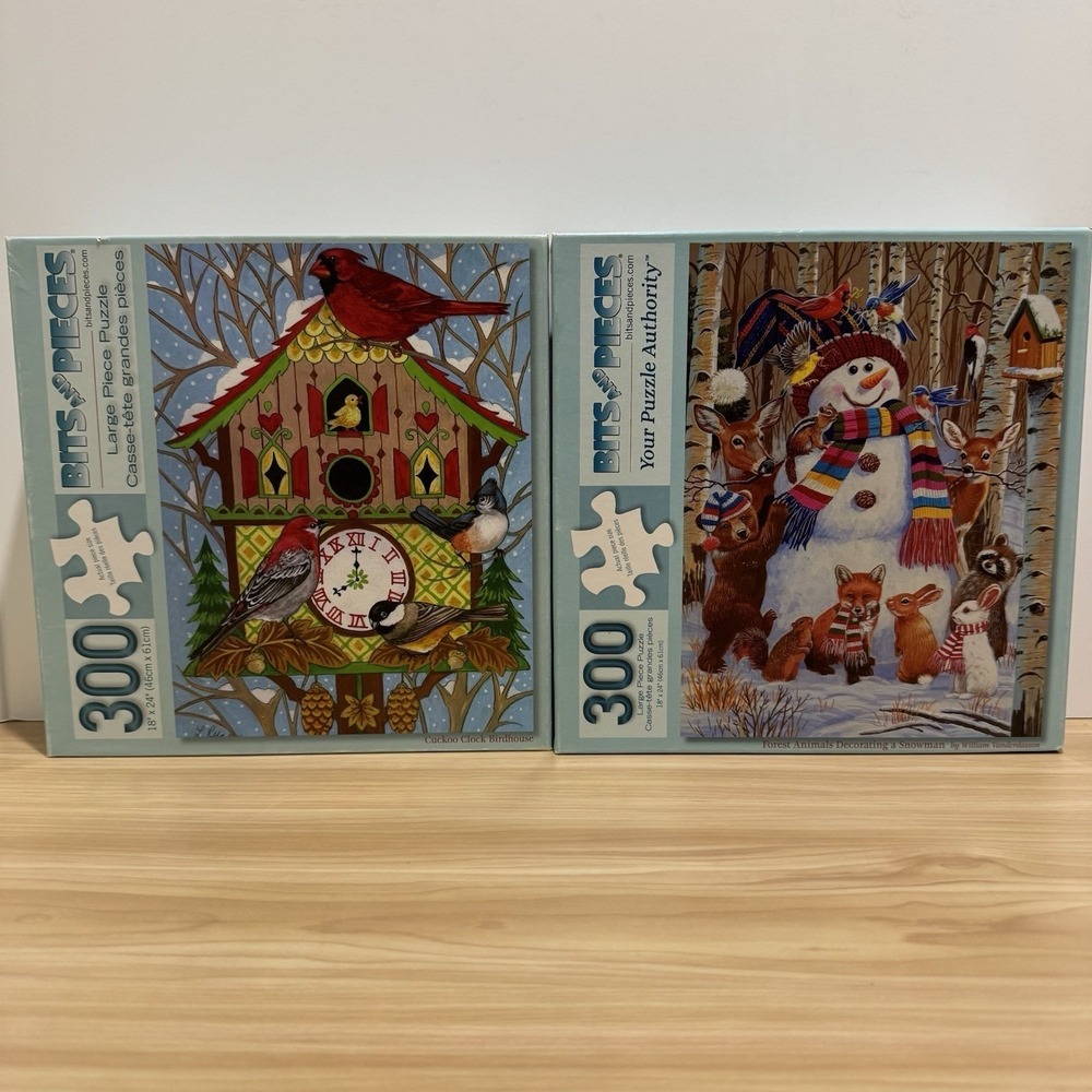 Bits & Pieces Puzzles Cuckoo Clock Birdhouse Forest Animals Decorating A Snowman